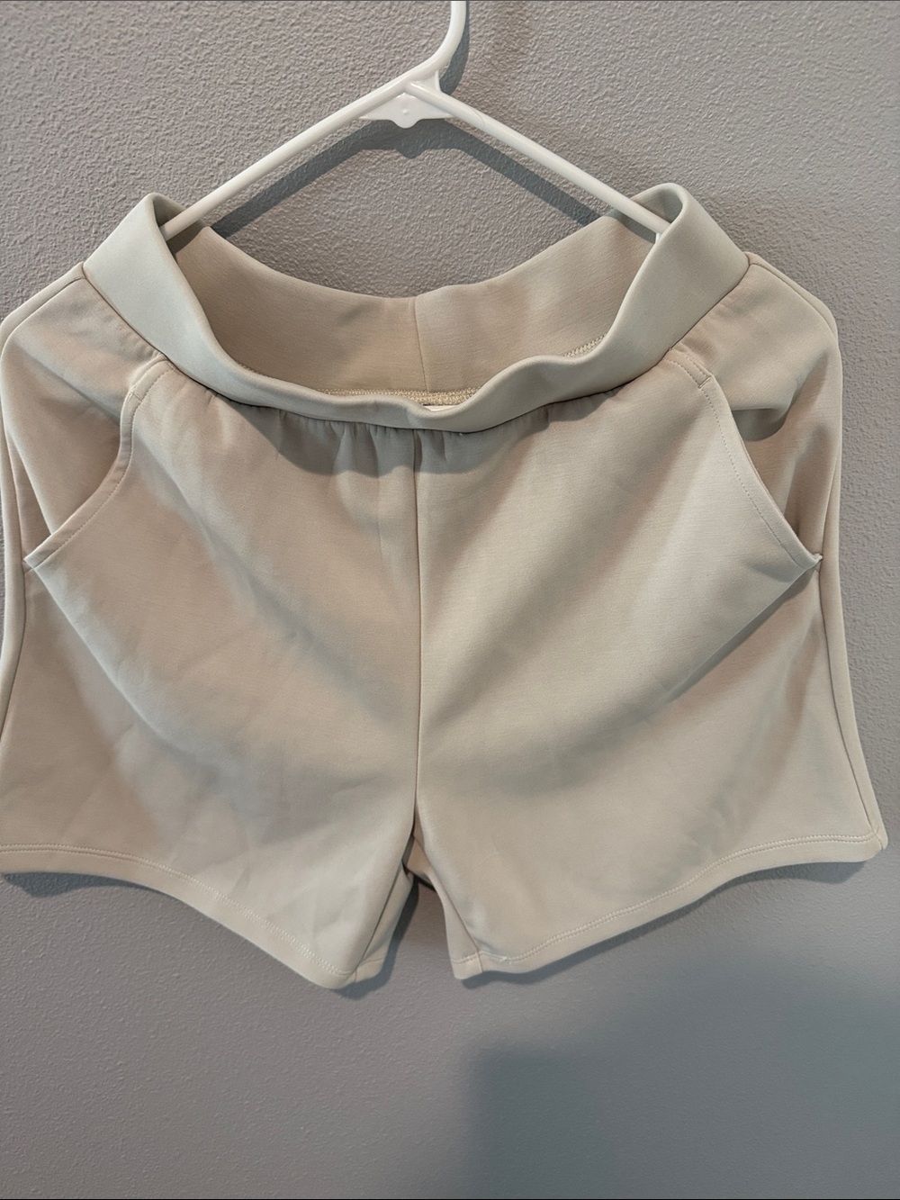 Women’s High-Waist Cream Athletic Shorts